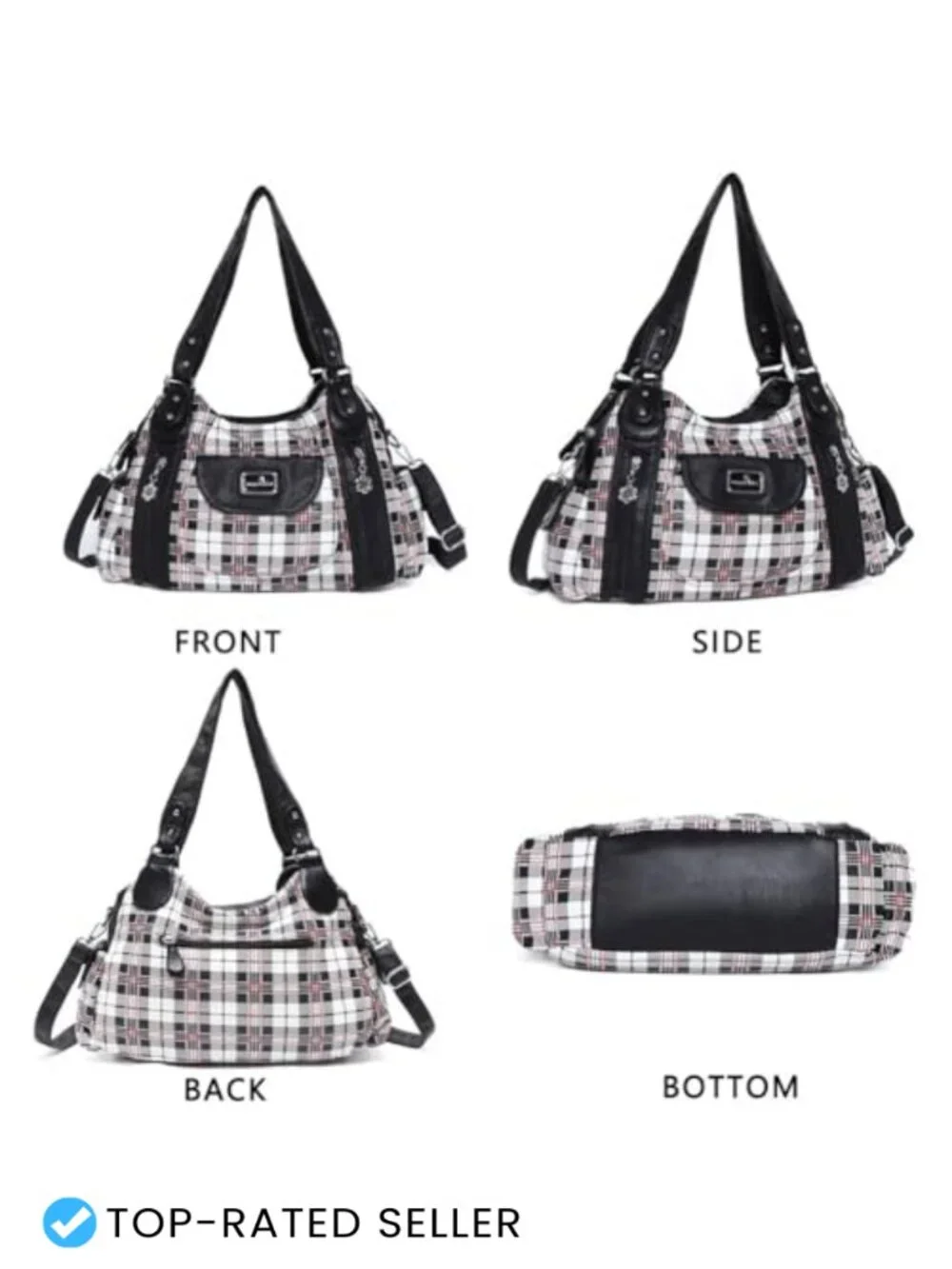 Large Hobo Tote Purse for Women, Faux Leather Satchel with Multiple Pockets